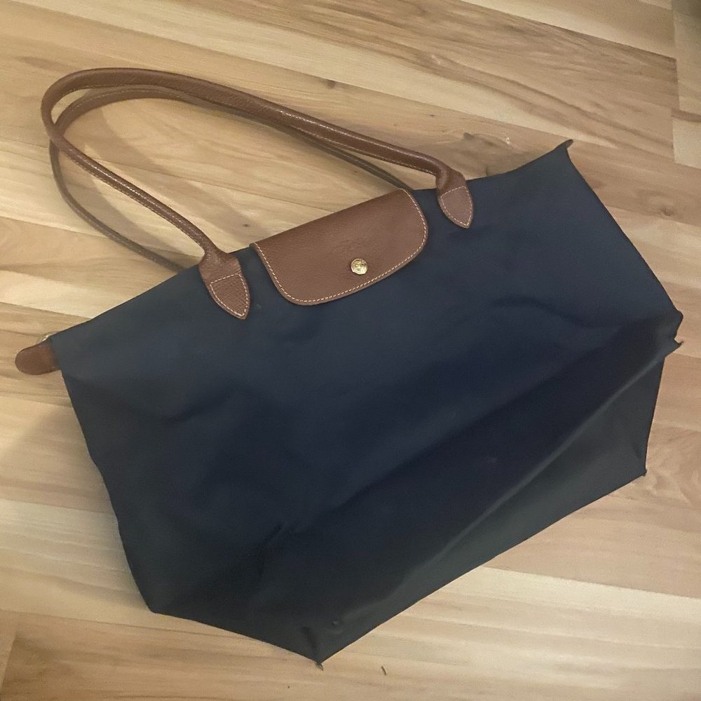 Longchamp Le Pliage Medium Tote Bag Nylon Handbag Navy